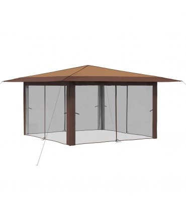 vidaXL Gazebo with 4 Sidewalls 4 x 4 m Beige and Brown