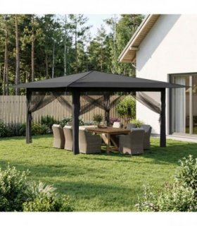 vidaXL Gazebo with 4 Sidewalls 4 x 4 m Light Grey and Anthracite
