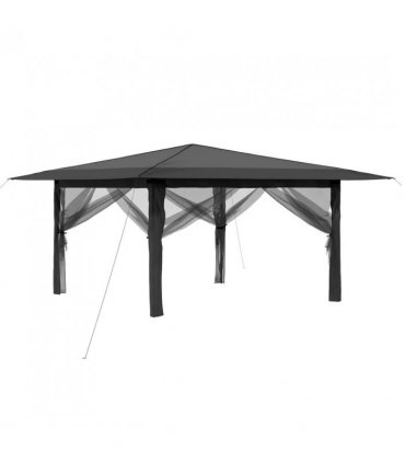 vidaXL Gazebo with 4 Sidewalls 4 x 4 m Light Grey and Anthracite