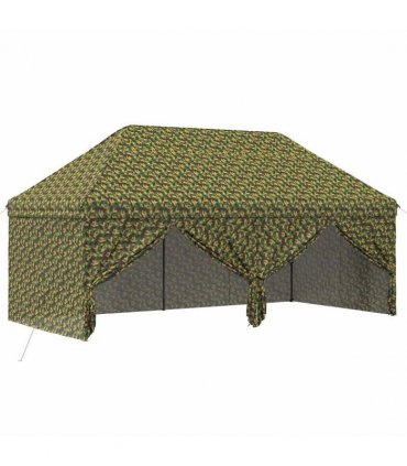vidaXL Canopy Tent with 4 Sidewalls 2.9 x 5.8 m Army Camouflage — Size: 290 x 580 cm