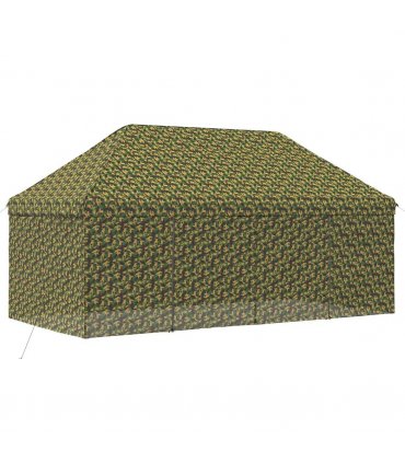 vidaXL Canopy Tent with 4 Sidewalls 2.9 x 5.8 m Army Camouflage — Size: 290 x 580 cm