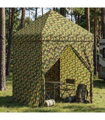 vidaXL Canopy Tent with 4 Sidewalls 2 x 2 m Army Camouflage — Size: 200 x 200 cm