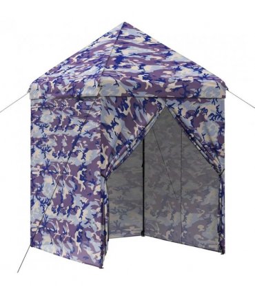 vidaXL Pop-up Gazebo with 4 Sidewalls 2 x 2 m Blue Camouflage — Size: 200 x 200 cm
