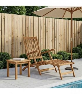 vidaXL Folding Deck Chair Natural Solid Teak Wood