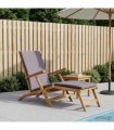vidaXL Folding Deck Chair with Cushion Dark Grey Solid Teak Wood