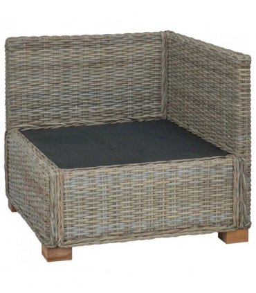 vidaXL Corner Sofa with Cushions GENDT Natural Rattan Kubu Grey