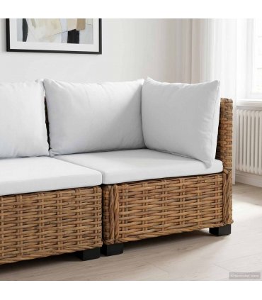 vidaXL Corner Sofa with Cushions GENDT Natural Rattan Natural