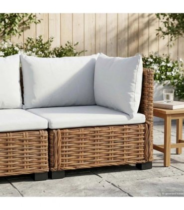 vidaXL Corner Sofa with Cushions GENDT Natural Rattan Natural