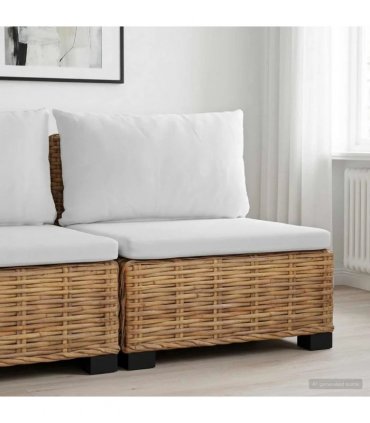 vidaXL Middle Sofa with Cushions GENDT Natural Rattan Natural
