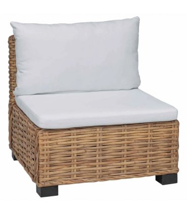 vidaXL Middle Sofa with Cushions GENDT Natural Rattan Natural