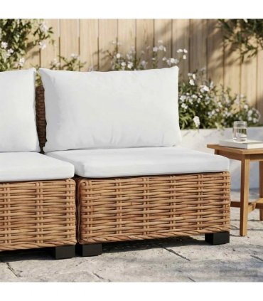 vidaXL Middle Sofa with Cushions GENDT Natural Rattan Natural