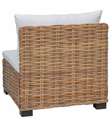 vidaXL Middle Sofa with Cushions GENDT Natural Rattan Natural