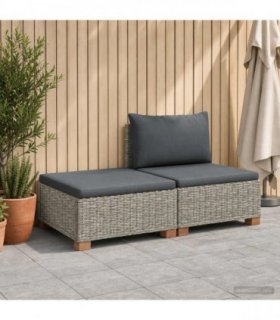 vidaXL 2 pcs Rattan Lounge Set with Cushions GENDT Natural Rattan — Colour: Kubu grey — V0672259151