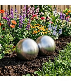 vidaXL Brushed Ball 2 pcs Ø 15 cm Silver Stainless Steel 201 — Size: Ø15 cm, Model: Brushed surface