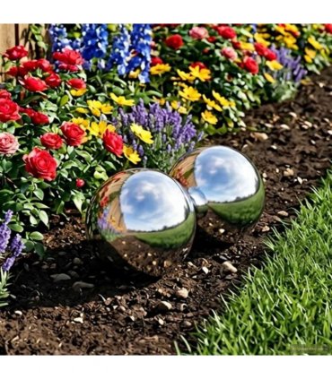 vidaXL Mirror Ball 2 pcs Ø 15 cm Silver Stainless Steel 201 — Size: Ø15 cm, Model: Mirror surface