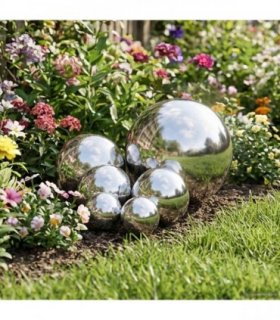 vidaXL Mirror Ball 6 pcs Ø 15 cm Silver Stainless Steel 201 — Size: Ø5/7.5/10/15 cm, Model: Mirror surface