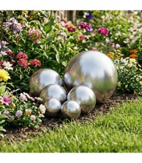 vidaXL Brushed Ball 6 pcs Ø 15 cm Silver Stainless Steel 201 — Size: Ø5/7.5/10/15 cm, Model: Brushed surface