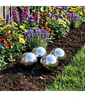 vidaXL Mirror Ball 4 pcs Ø 10.5 cm Silver Stainless Steel 201 — Size: Ø10.5 cm, Model: Mirror surface
