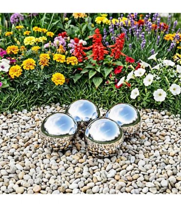 vidaXL Mirror Ball 4 pcs Ø 10.5 cm Silver Stainless Steel 201 — Size: Ø10.5 cm, Model: Mirror surface