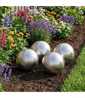 vidaXL Brushed Ball 4 pcs Ø 10 cm Silver Stainless Steel 201 — Size: Ø10 cm, Model: Brushed surface
