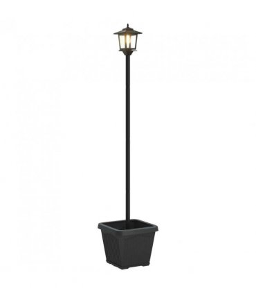 vidaXL Solar Lamp Post with Planter Black 32 x 32 x 158 cm — Model: with pot