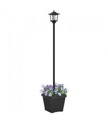 vidaXL Solar Lamp Post with Planter Black 32 x 32 x 158 cm — Model: with pot