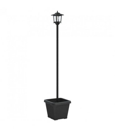 vidaXL Solar Lamp Post with Planter Black 32 x 32 x 158 cm — Model: with pot