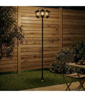 vidaXL 3-Head Lamp Post Black 16 x 16 x 187 cm Aluminum and ABS — Model: Patterned lampshade (without pot)