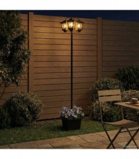 vidaXL 3-Head Lamp Post with Planter Black 32 x 32 x 188 cm — Model: Patterned lampshade (with pot)