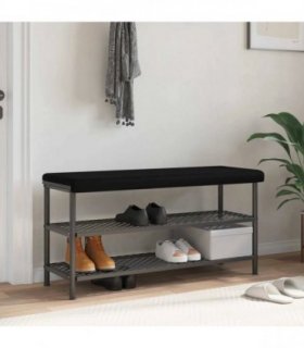 vidaXL Bench Cushion Velvet Black Depth 35 cm — Size: 110 x 38 x 6.5 cm