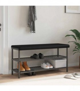 vidaXL Bench Cushion Faux Leather Black Depth 35 cm — Size: 110 x 38 x 6.5 cm