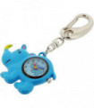 Key Ring Clock Blue Rhino Hand Painted Alloy Presentation Box 45x36x7mm