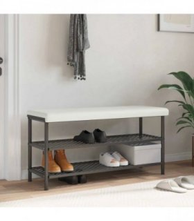 vidaXL Bench Cushion Faux Leather White Depth 35 cm — Size: 110 x 38 x 6.5 cm