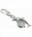 Keyrings Silver Alloy Dolphin Clock Key Chain 5.2cm x 3cm x 1cm Chrome Plated