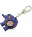 Key Chain Clock Purple Elephant Hand Painted Alloy 50x40x8mm Gift Box IMP725