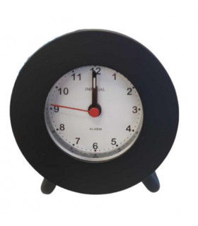 Alarm Clock Mini Travel Black Compact Portable Sleek Design Easy-to-Read Face