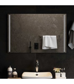 vidaXL LED Bathroom Mirror Transparent 90 x 60 cm Tempered Glass — V0672260081