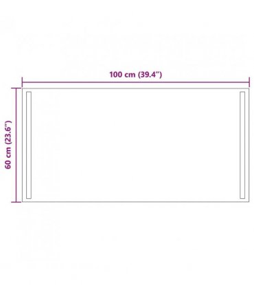 vidaXL LED Bathroom Mirror Transparent 100 x 60 cm Tempered Glass — V0672260087