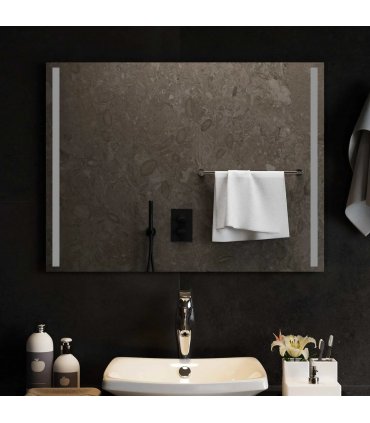 vidaXL LED Bathroom Mirror Transparent 80 x 60 cm Tempered Glass — V0672260089