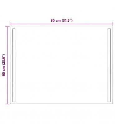 vidaXL LED Bathroom Mirror Transparent 80 x 60 cm Tempered Glass — V0672260089