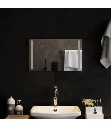vidaXL LED Bathroom Mirror Transparent 50 x 30 cm Tempered Glass