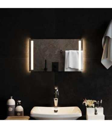 vidaXL LED Bathroom Mirror Transparent 50 x 30 cm Tempered Glass