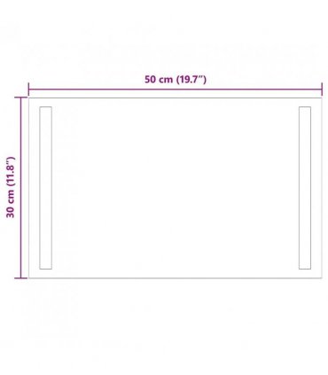 vidaXL LED Bathroom Mirror Transparent 50 x 30 cm Tempered Glass