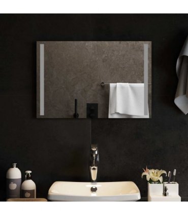 vidaXL LED Bathroom Mirror Transparent 60 x 40 cm Tempered Glass — V0672260093