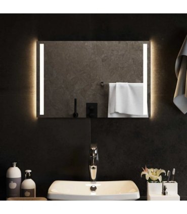vidaXL LED Bathroom Mirror Transparent 60 x 40 cm Tempered Glass — V0672260093