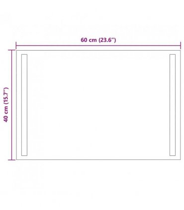 vidaXL LED Bathroom Mirror Transparent 60 x 40 cm Tempered Glass — V0672260093