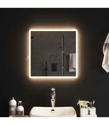 vidaXL LED Bathroom Mirror Transparent 50 x 50 cm Tempered Glass — V0672260094