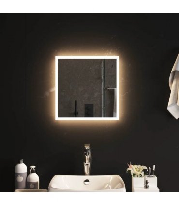 vidaXL LED Bathroom Mirror Transparent 40 x 40 cm Tempered Glass — V0672260095