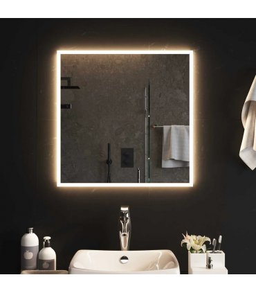 vidaXL LED Bathroom Mirror Transparent 60 x 60 cm Tempered Glass — V0672260096