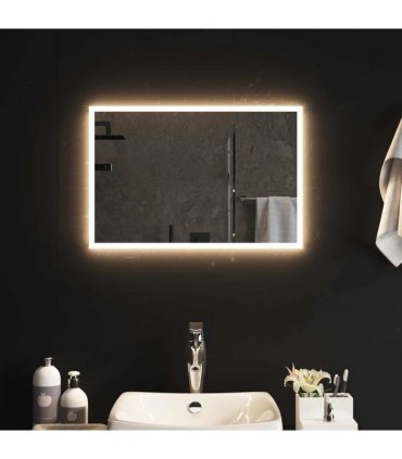 vidaXL LED Bathroom Mirror Transparent 60 x 40 cm Tempered Glass — V0672260097